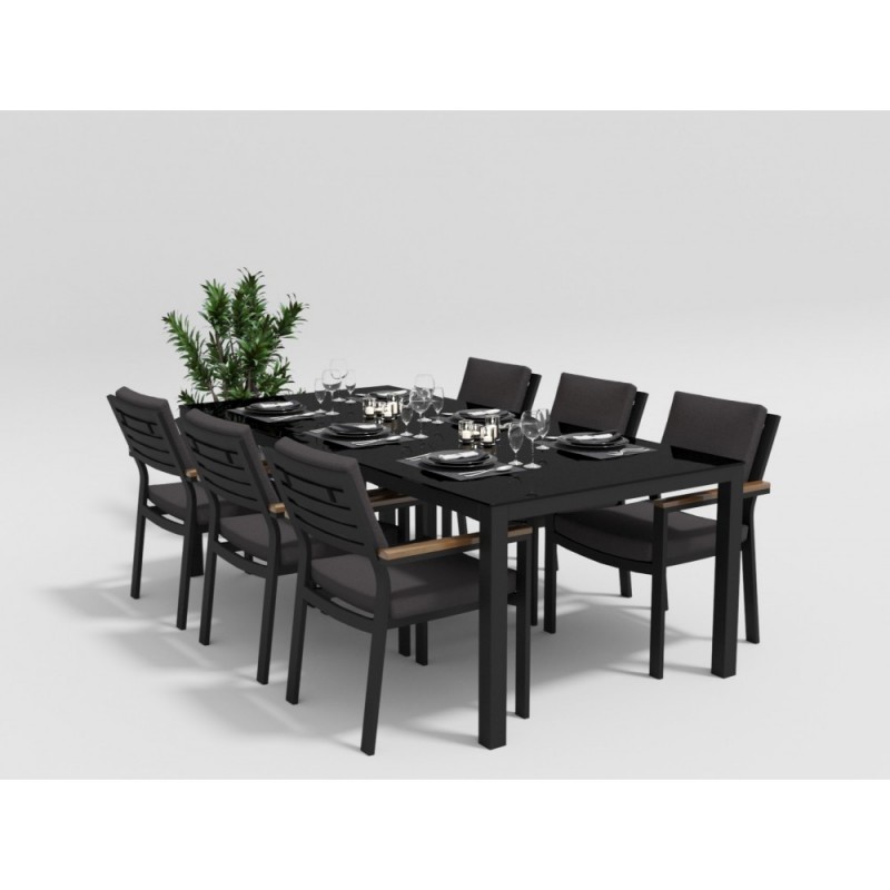 Gardenini - Обеденная зона Gardenini Calma Carbon 220 Антрацит со стульями Bella