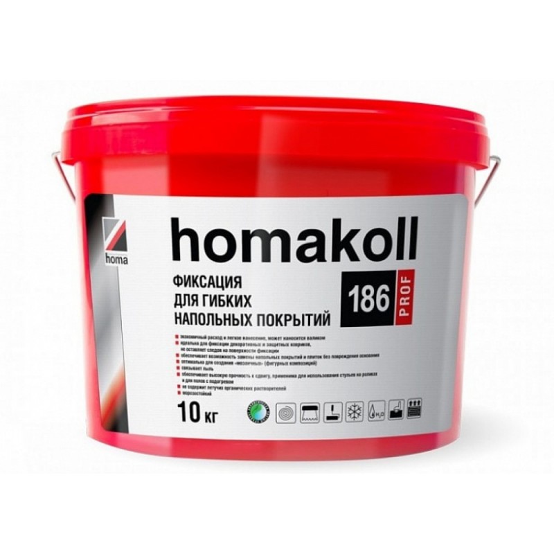 Homakoll - Клей-фиксация Homakoll для гибких напольных покрытий 186 Prof (10 кг) Homakoll - Клей-фиксация Homakoll для гибких напольных покрытий 186 Prof (10 кг)