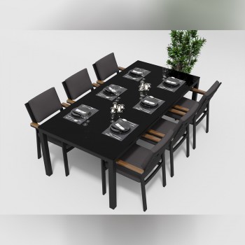 Обеденная зона Gardenini Calma Carbon 220 Антрацит со стульями Bella
