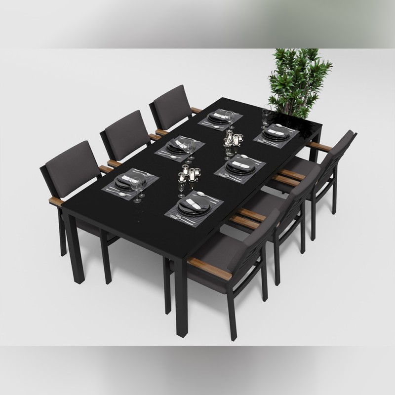 Gardenini - Обеденная зона Gardenini Calma Carbon 220 Антрацит со стульями Bella
