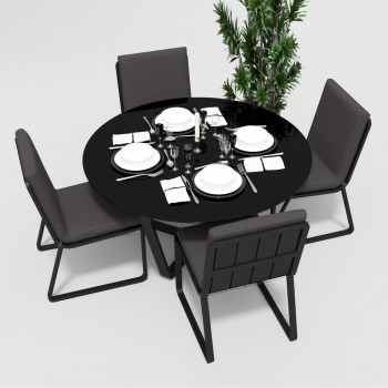 Обеденная зона Gardenini Primavera Carbon Антрацит с стульями Voglie