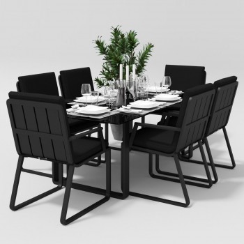 Обеденная зона Gardenini Voglie Carbon 180 Черный со стульями Voglie Armrest