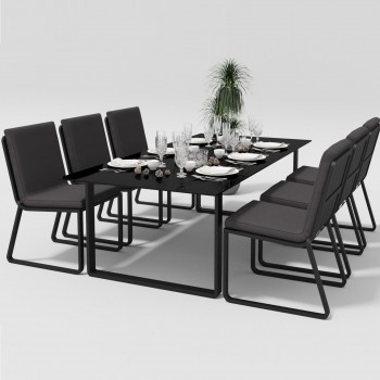 Обеденная зона Gardenini Voglie Carbon 220 Антрацит со стульями Voglie