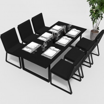 Обеденная зона Gardenini Voglie Carbon 220 Черный со стульями Voglie