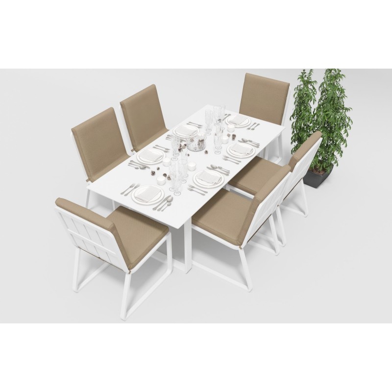 Gardenini - Обеденная зона Gardenini Voglie White 180 Бежевый со стульями Voglie