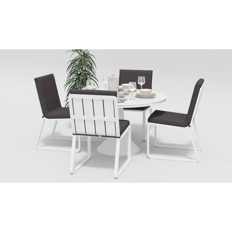 Gardenini - Обеденная зона Gardenini Voglie Round White Антрацит со стульями Voglie