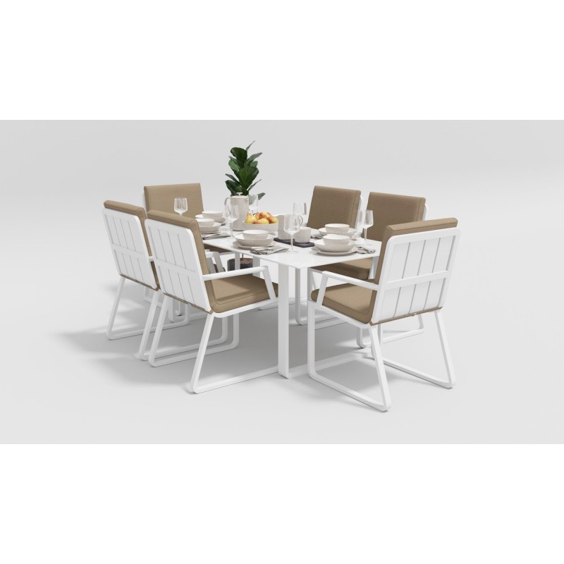 Gardenini - Обеденная зона Gardenini Voglie White 180 Бежевый со стульями Voglie Armrest