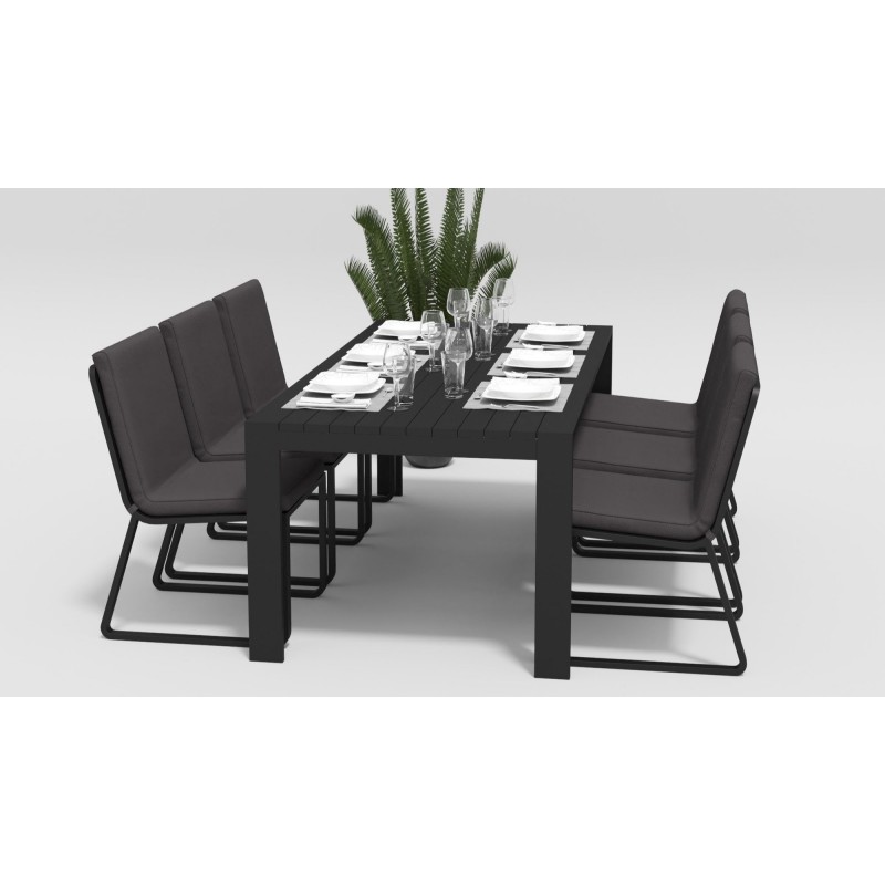 Gardenini - Обеденная зона Gardenini Malia Carbon 200 Антрацит со стульями Voglie