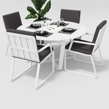 Обеденная зона Gardenini Primavera White Антрацит с стульями Voglie Armrest