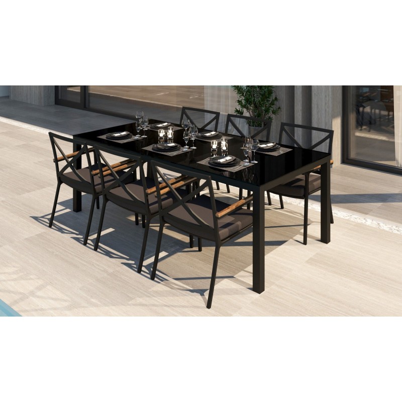 Gardenini - Обеденная зона Gardenini Calma Carbon 220 Антрацит со стульями Calma