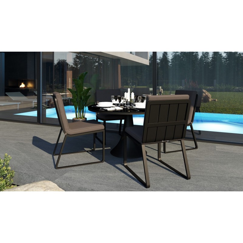 Gardenini - Обеденная зона Gardenini Voglie Round Carbon Антрацит со стульями Voglie