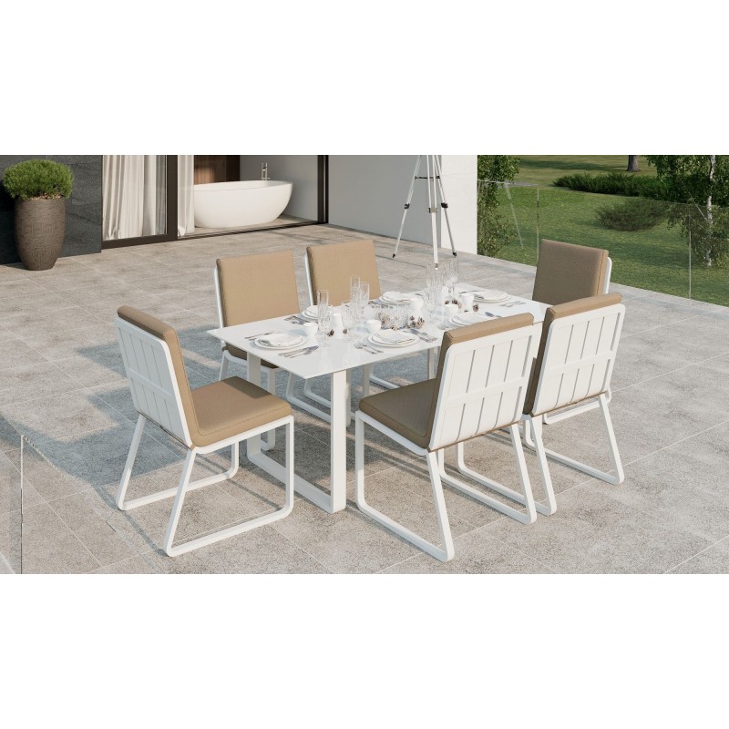 Gardenini - Обеденная зона Gardenini Voglie White 180 Бежевый со стульями Voglie