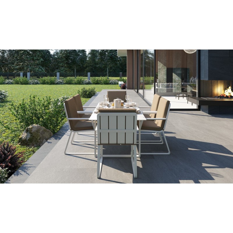 Gardenini - Обеденная зона Gardenini Voglie White 180 Бежевый со стульями Voglie Armrest