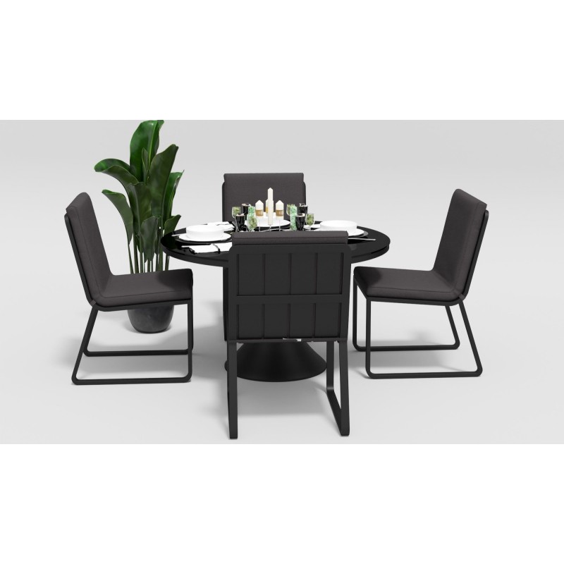 Gardenini - Обеденная зона Gardenini Voglie Round Carbon Антрацит со стульями Voglie