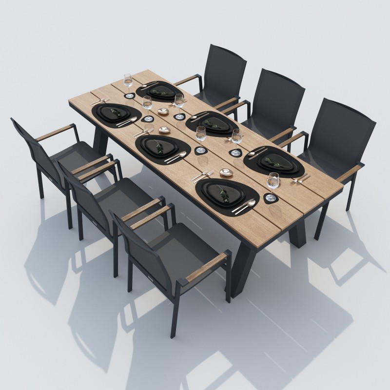 IdealPatio - Обеденная группа Ideal Patio Mirra Sola 220 Цвет: карбон, серый IdealPatio - Обеденная группа Ideal Patio Mirra Sola 220 Цвет: карбон, серый
