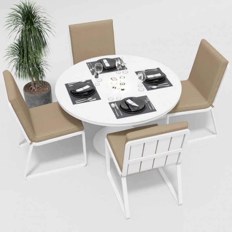 Gardenini - Обеденная зона Gardenini Voglie Round White Бежевый со стульями Voglie