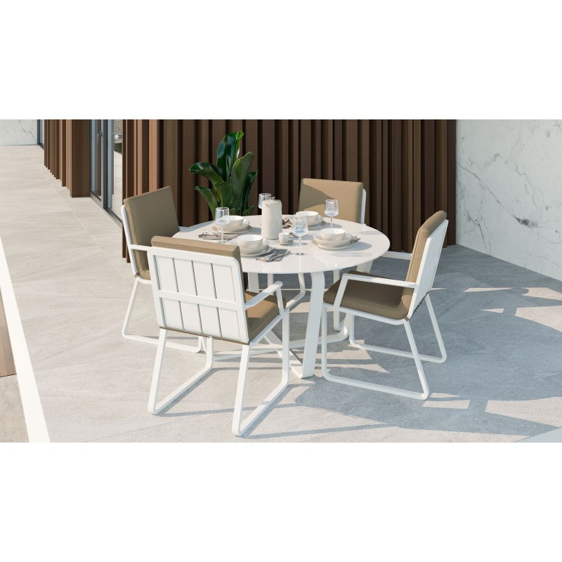 Gardenini - Обеденная зона Gardenini Primavera White Бежевый с стульями Voglie Armrest