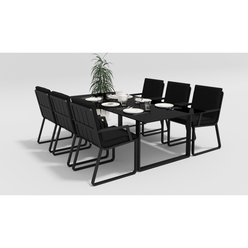 Gardenini - Обеденная зона Gardenini Voglie Carbon 220 Черный со стульями Voglie Armrest