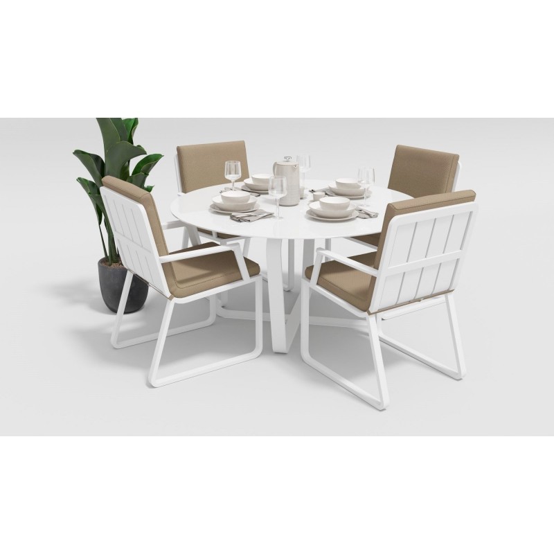 Gardenini - Обеденная зона Gardenini Primavera White Бежевый с стульями Voglie Armrest