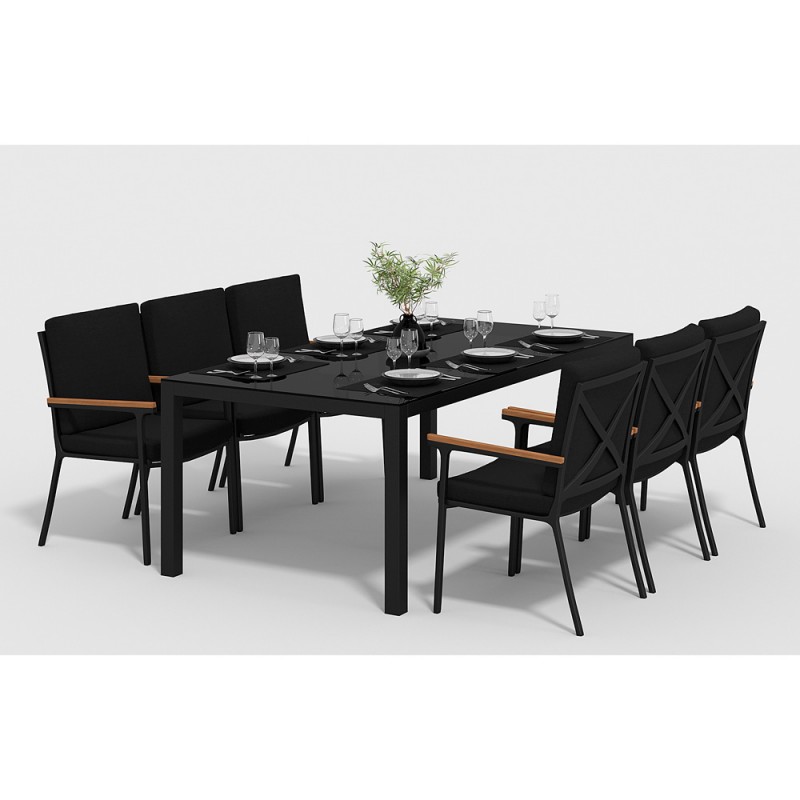 Gardenini - Обеденная зона Gardenini Calma Carbon 220 Черный со стульями Calma S