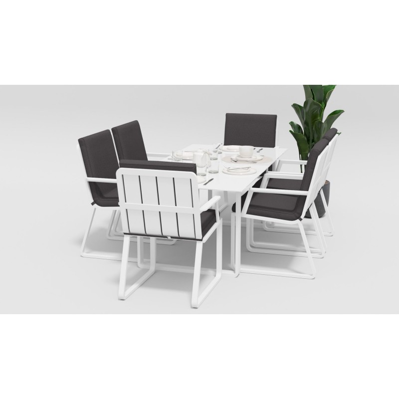 Gardenini - Обеденная зона Gardenini Voglie White 180 Антрацит со стульями Voglie Armrest