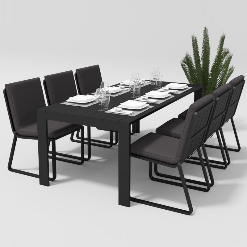 Gardenini - Обеденная зона Gardenini Malia Carbon 200 Антрацит со стульями Voglie