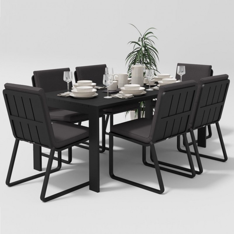 Gardenini - Обеденная зона Gardenini Malia Carbon 180 Антрацит со стульями Voglie