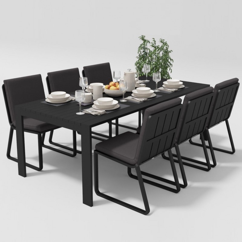 Gardenini - Обеденная зона Gardenini Malia Carbon 220 Антрацит со стульями Voglie