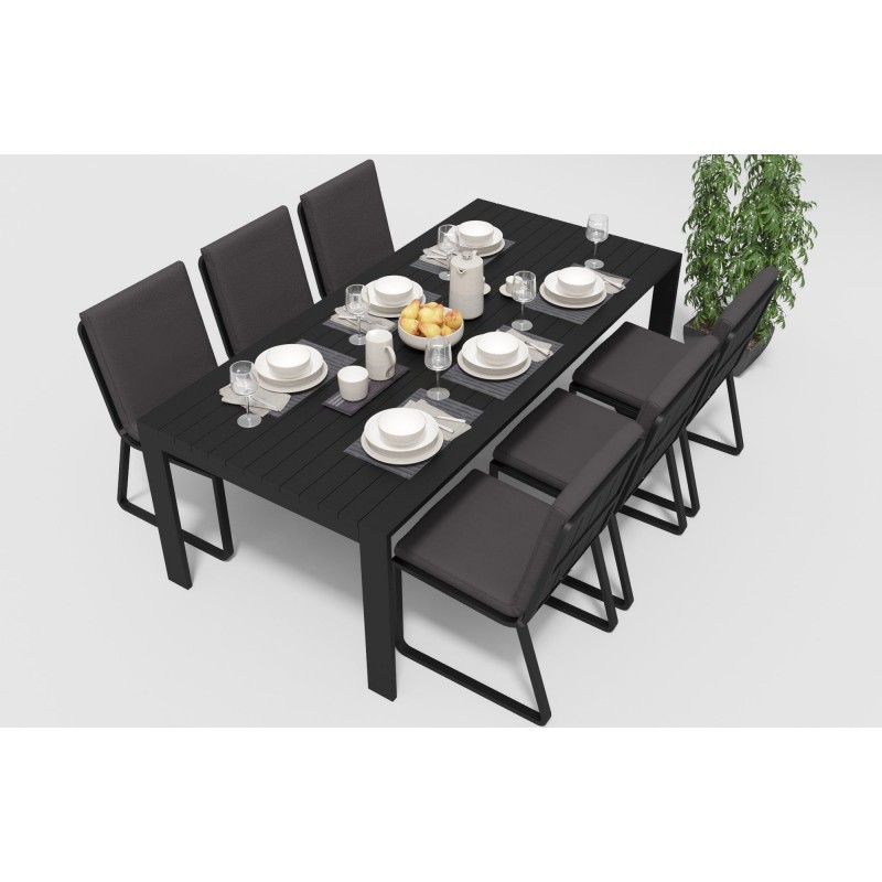 Gardenini - Обеденная зона Gardenini Malia Carbon 220 Антрацит со стульями Voglie