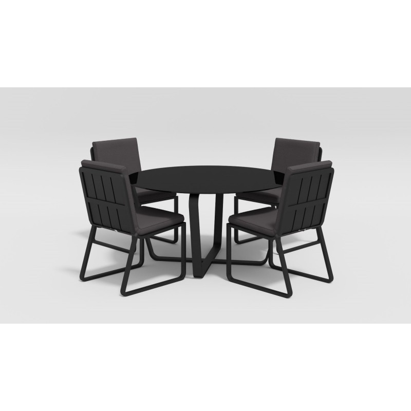 Gardenini - Обеденная зона Gardenini Malia Carbon 180 Антрацит со стульями Voglie