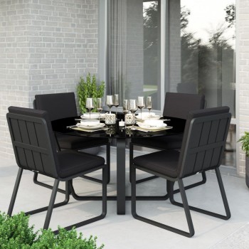 Обеденная зона Gardenini Primavera Carbon Черный с стульями Voglie