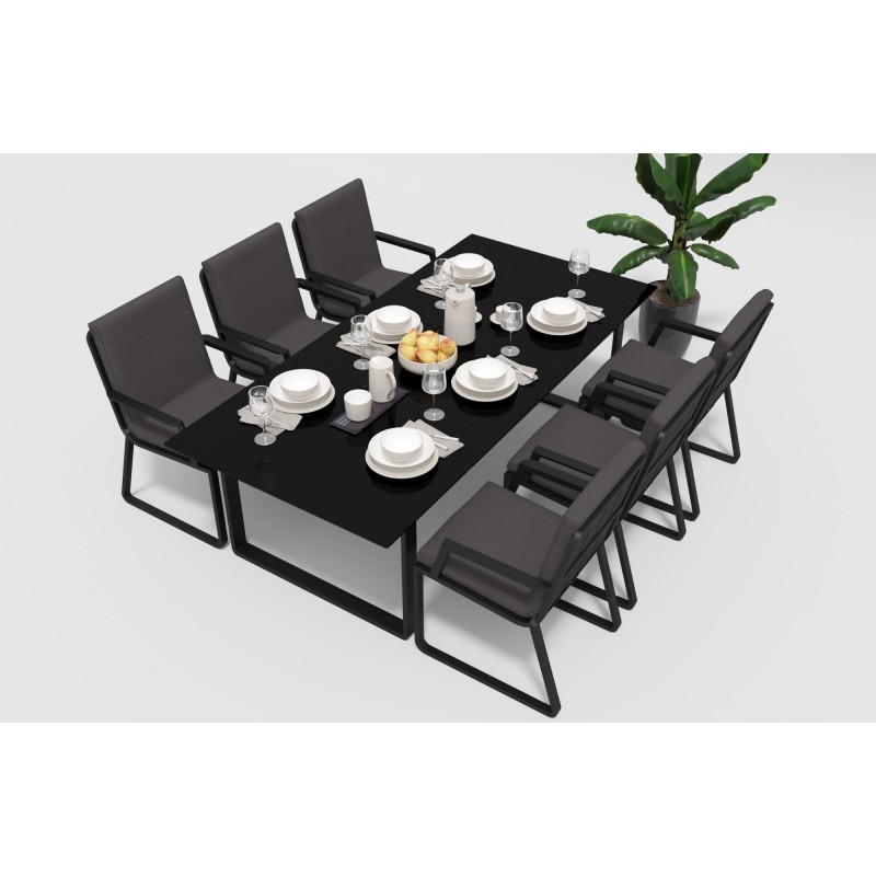 Gardenini - Обеденная зона Gardenini Voglie Carbon 180 Антрацит со стульями Voglie Armrest
