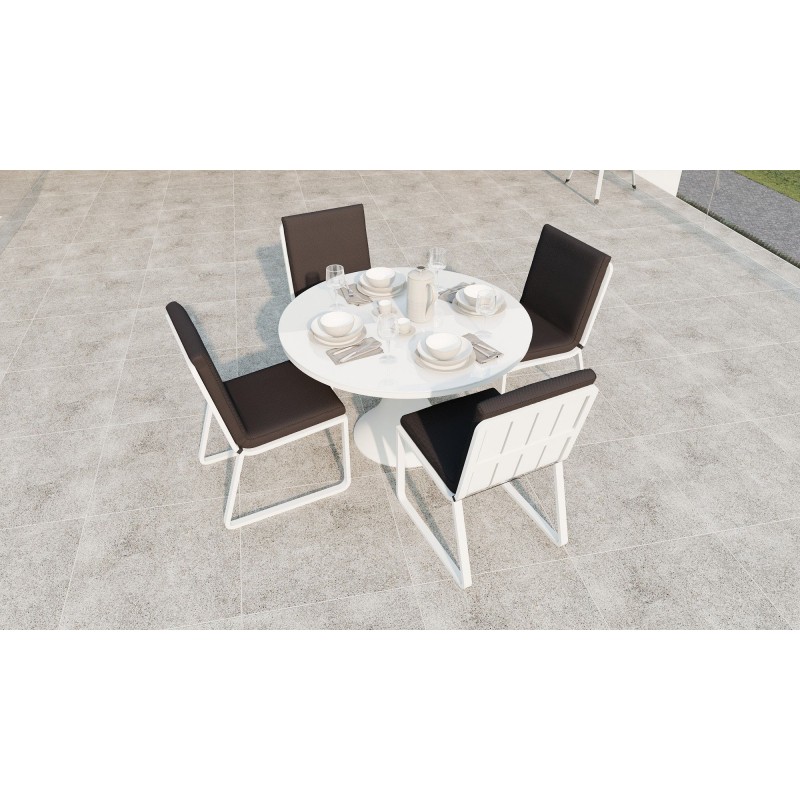 Gardenini - Обеденная зона Gardenini Voglie Round White Антрацит со стульями Voglie