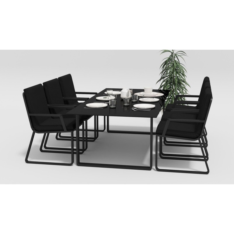 Gardenini - Обеденная зона Gardenini Voglie Carbon 220 Черный со стульями Voglie Armrest