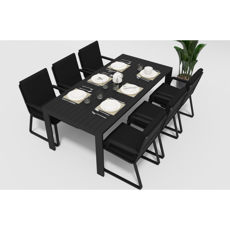 Gardenini - Обеденная зона Gardenini Malia Carbon 200 Черный со стульями Voglie Armrest