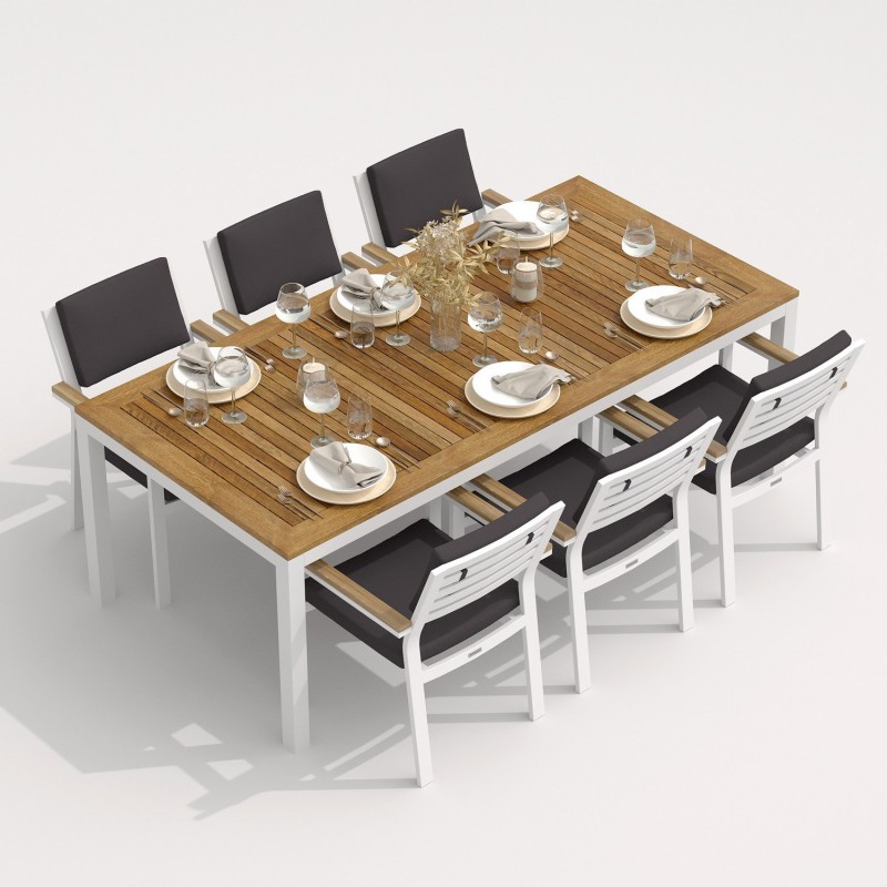 IdealPatio - Обеденная группа Ideal Patio Tella Bonta 220 Цвет: белый, антрацит IdealPatio - Обеденная группа Ideal Patio Tella Bonta 220 Цвет: белый, антрацит
