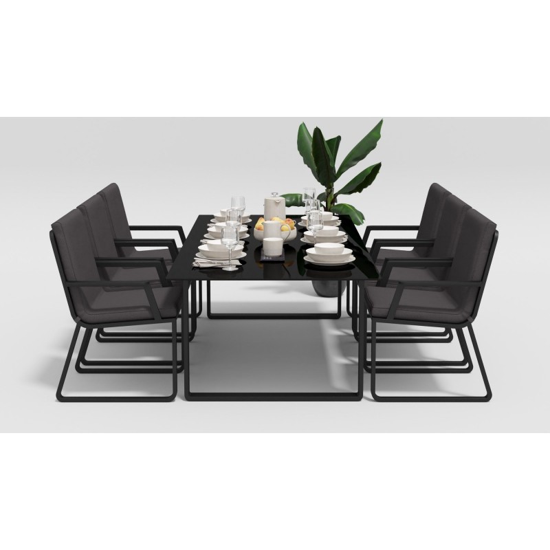 Gardenini - Обеденная зона Gardenini Voglie Carbon 180 Антрацит со стульями Voglie Armrest