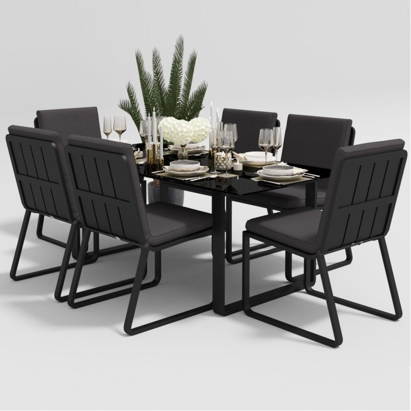Gardenini - Обеденная зона Gardenini Voglie Carbon 180 Антрацит со стульями Voglie