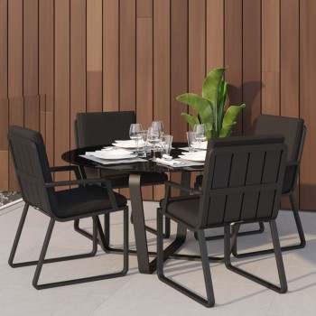 Обеденная зона Gardenini Primavera Carbon Черный с стульями Voglie Armrest
