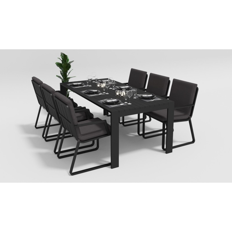 Gardenini - Обеденная зона Gardenini Malia Carbon 200 Антрацит со стульями Voglie Armrest