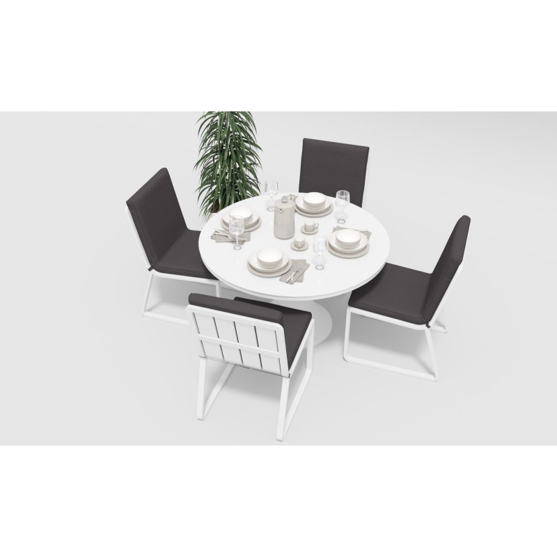 Gardenini - Обеденная зона Gardenini Voglie Round White Антрацит со стульями Voglie