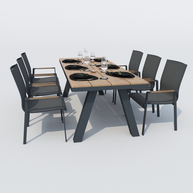 IdealPatio - Обеденная группа Ideal Patio Mirra Sola 220 Цвет: карбон, серый IdealPatio - Обеденная группа Ideal Patio Mirra Sola 220 Цвет: карбон, серый
