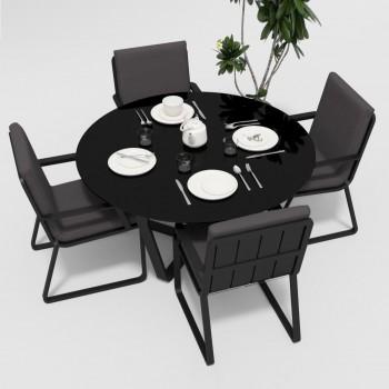 Обеденная зона Gardenini Primavera Carbon Антрацит со стульями Voglie Armrest