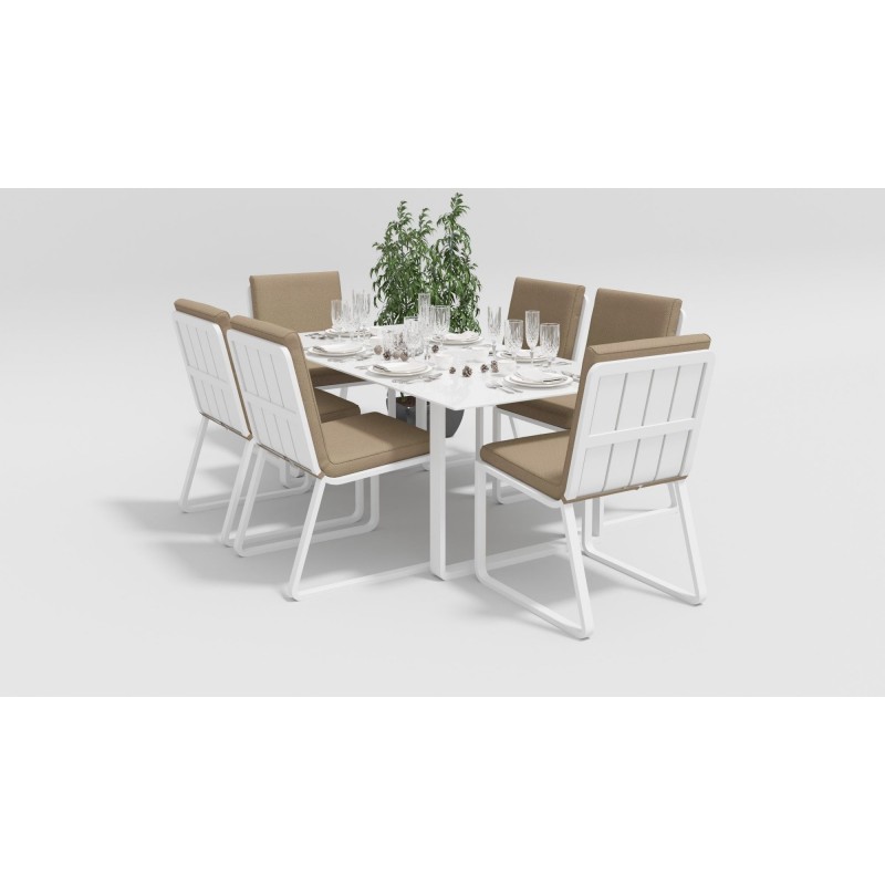 Gardenini - Обеденная зона Gardenini Voglie White 180 Бежевый со стульями Voglie