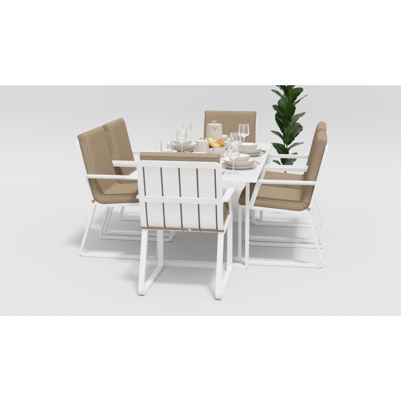 Gardenini - Обеденная зона Gardenini Voglie White 180 Бежевый со стульями Voglie Armrest