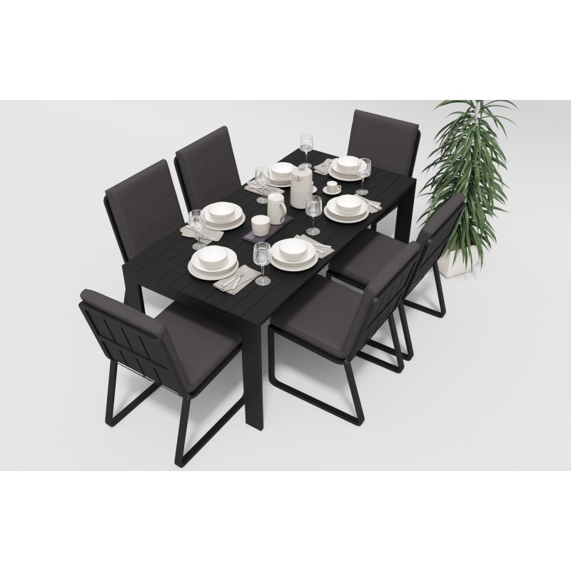 Gardenini - Обеденная зона Gardenini Malia Carbon 180 Антрацит со стульями Voglie