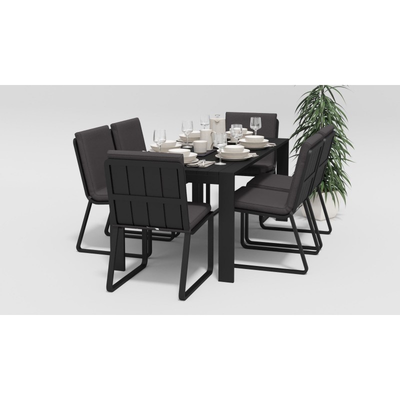Gardenini - Обеденная зона Gardenini Malia Carbon 180 Антрацит со стульями Voglie