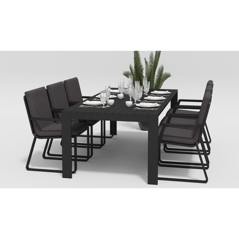Gardenini - Обеденная зона Gardenini Malia Carbon 180 Антрацит со стульями Voglie Armrest