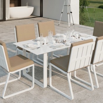 Обеденная зона Gardenini Voglie White 180 Бежевый со стульями Voglie