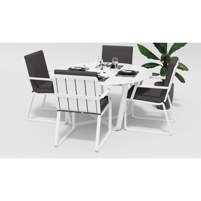 Gardenini - Обеденная зона Gardenini Primavera White Антрацит с стульями Voglie Armrest